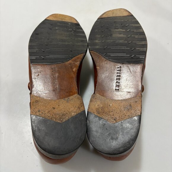 Florsheim Imperial 10.5 D Brown Leather Cap Toe Buckle Loafers Made in Italy main image 7